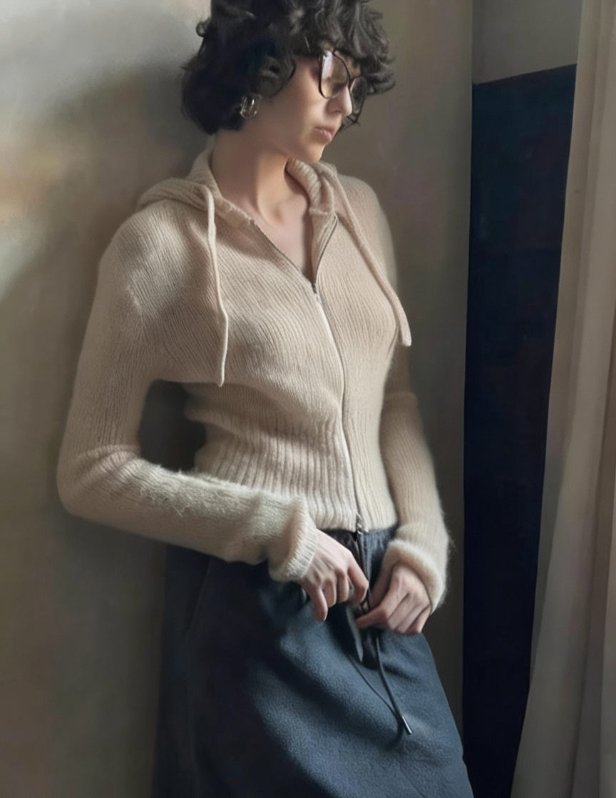 ダブルジッパーニットカーディガン