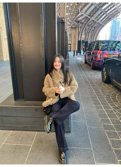 ボア×スエード調 リバーシブルムートンジャケット