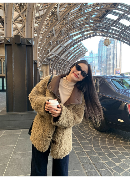 ボア×スエード調 リバーシブルムートンジャケット