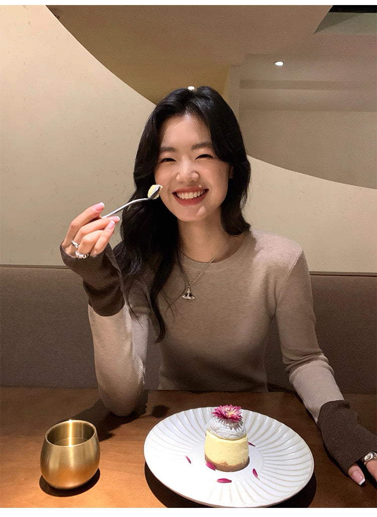 ベージュ×ブラウン　ラウンド / S