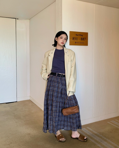 シックチェックロングスカート