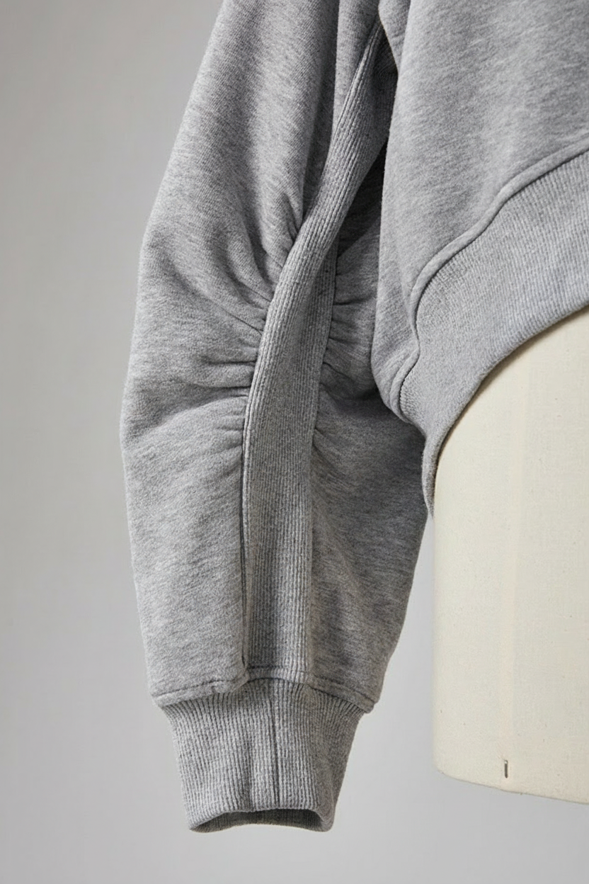 2タイプネック ギャザースリーブスウェット