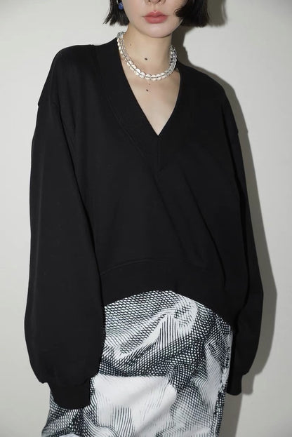 2タイプネック ギャザースリーブスウェット