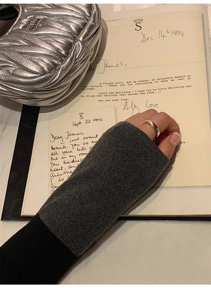 選べるネック 配色スリーブ ニットトップス