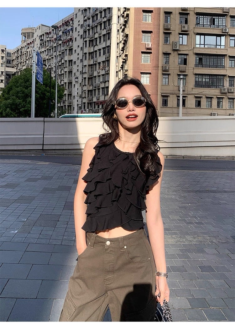 フリルアシメトップス