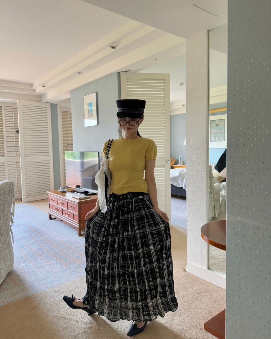 シックチェックロングスカート