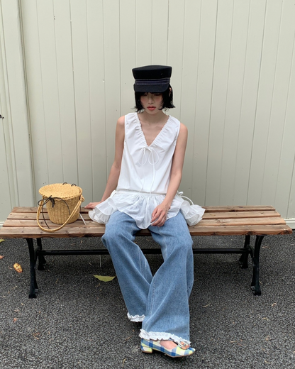 Ｖネックフリルミニワンピース