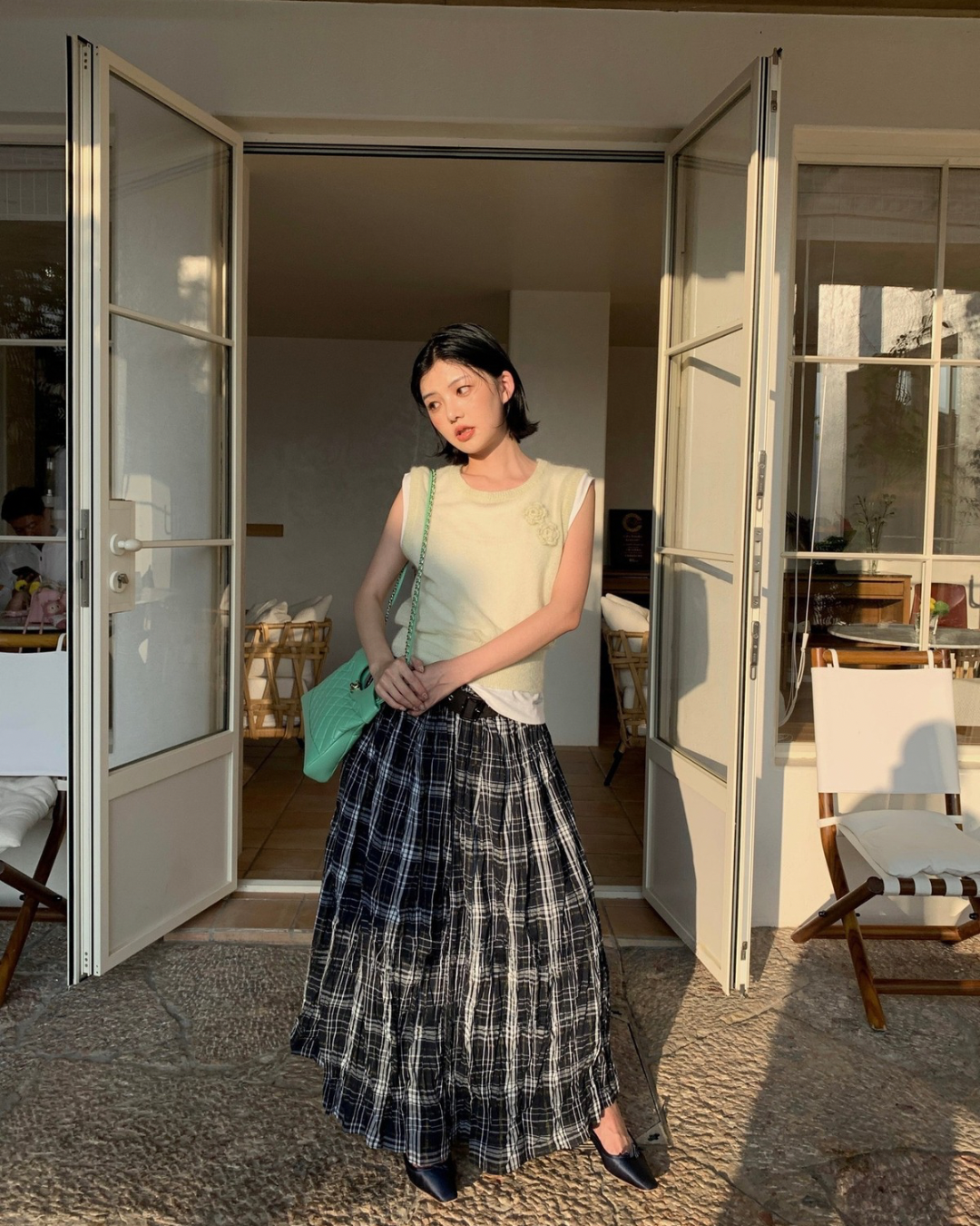 シックチェックロングスカート