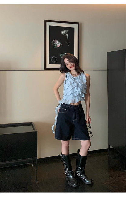 フリルアシメトップス