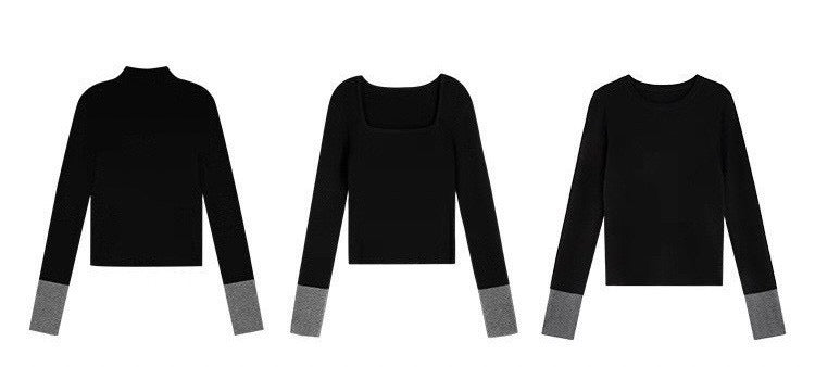 選べるネック 配色スリーブ ニットトップス