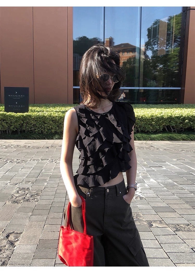 フリルアシメトップス