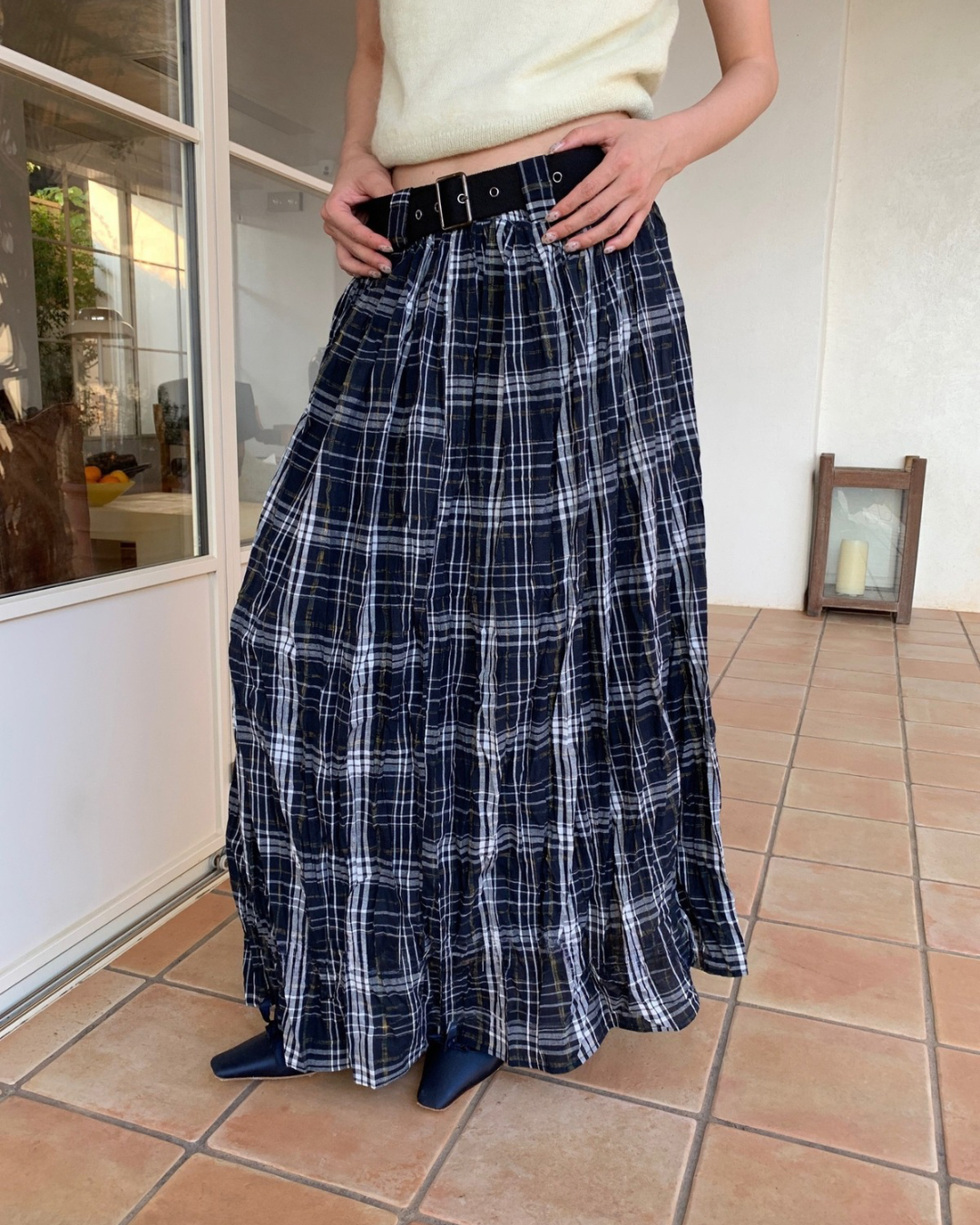 シックチェックロングスカート