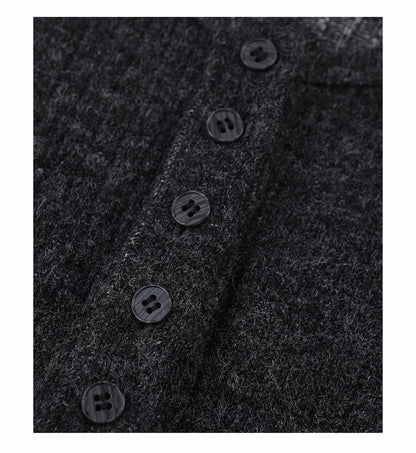 ヘンリーネック ニット ロングフレアワンピース