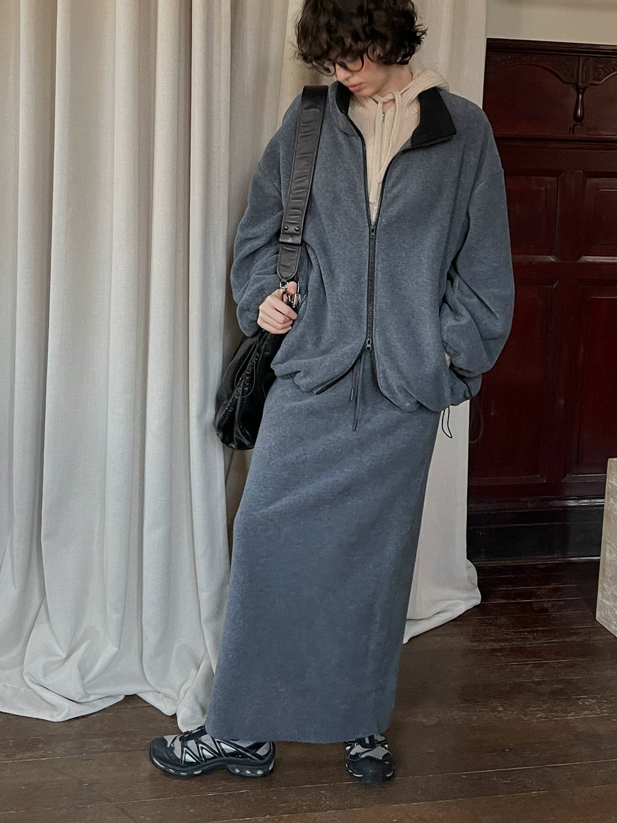 フリース Iラインスカート