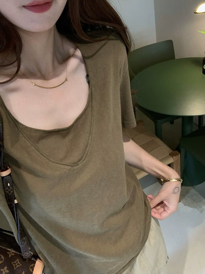 フェイクレイヤードデザインTシャツ