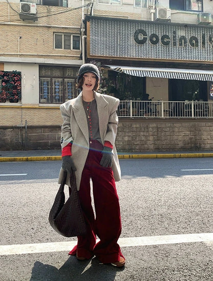 コーデュロイワイドストレートパンツ