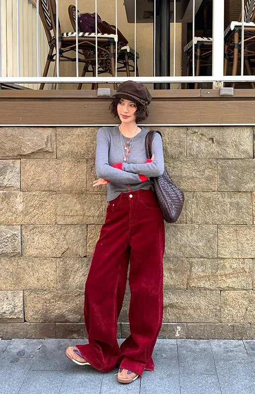 コーデュロイワイドストレートパンツ