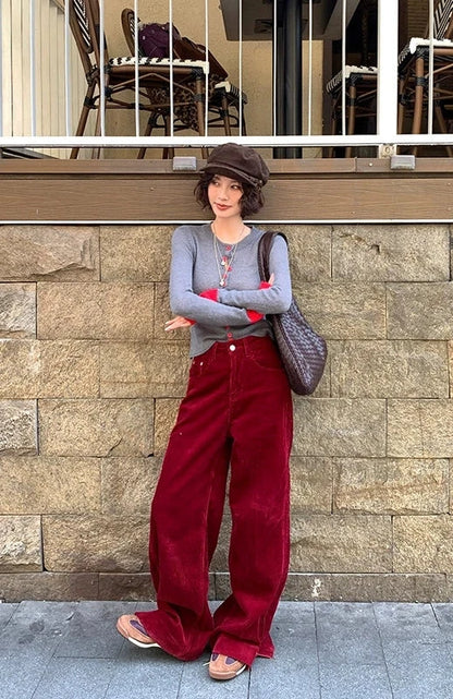 コーデュロイワイドストレートパンツ