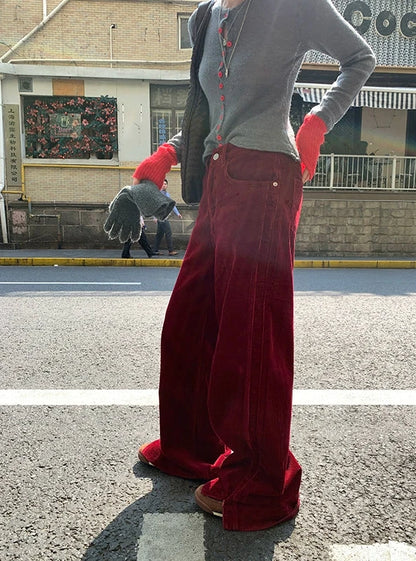 コーデュロイワイドストレートパンツ