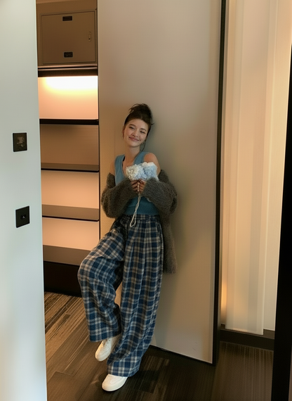 ウールチェック柄パンツ