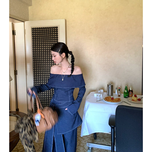 デニムオフショルトップス