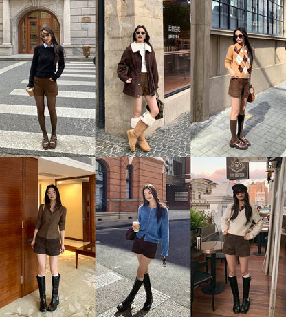 スエードショーツパンツ