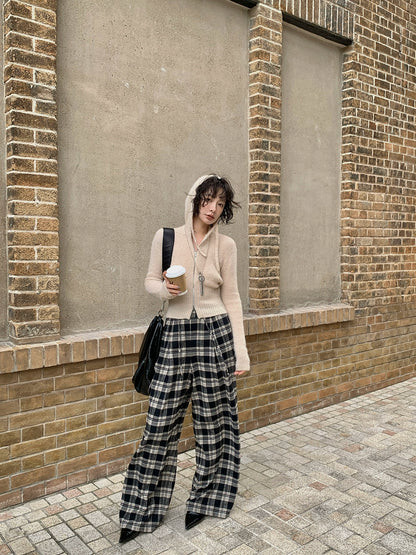 ダブルジッパーニットカーディガン