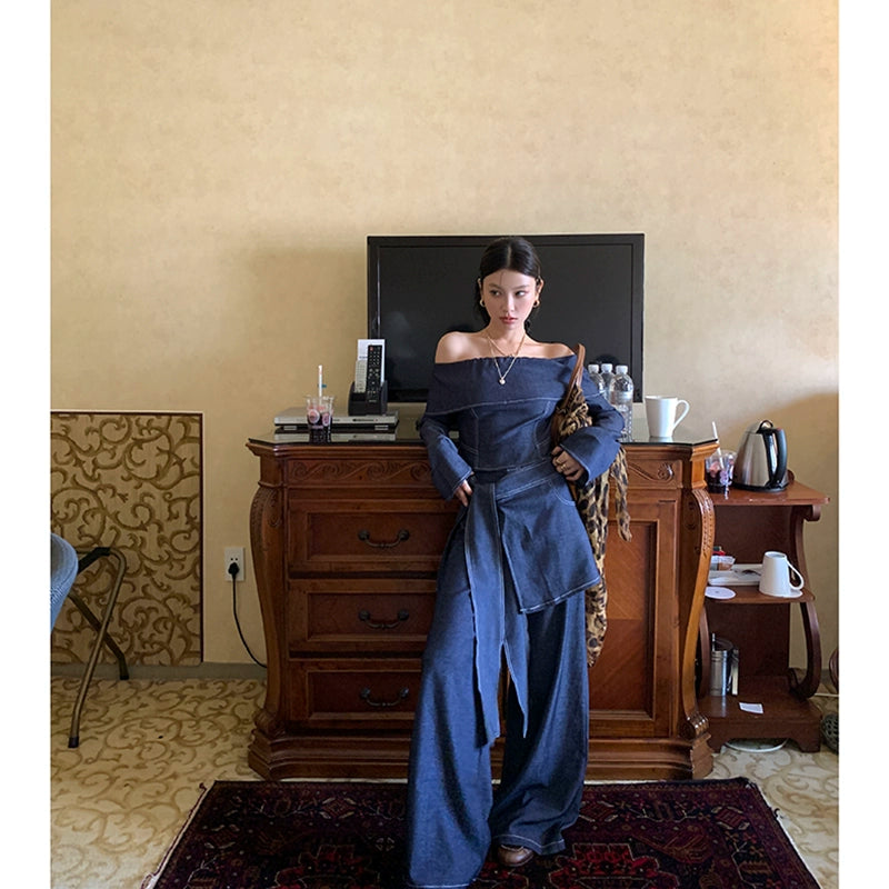 デニムオフショルトップス