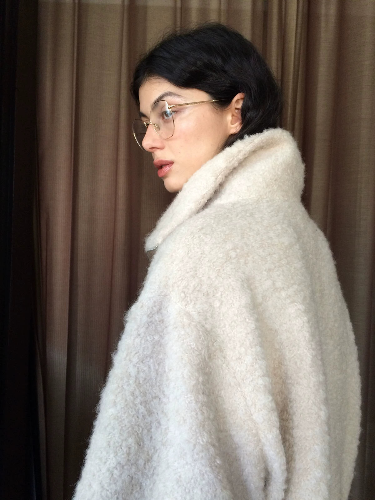 ウールブレンド ドロスト ジップニットアウター