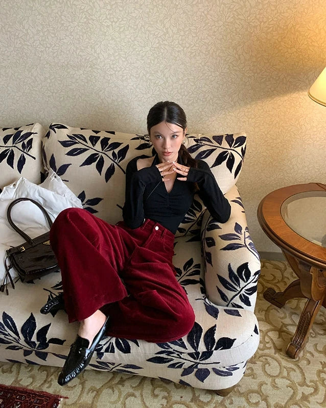 コーデュロイワイドストレートパンツ