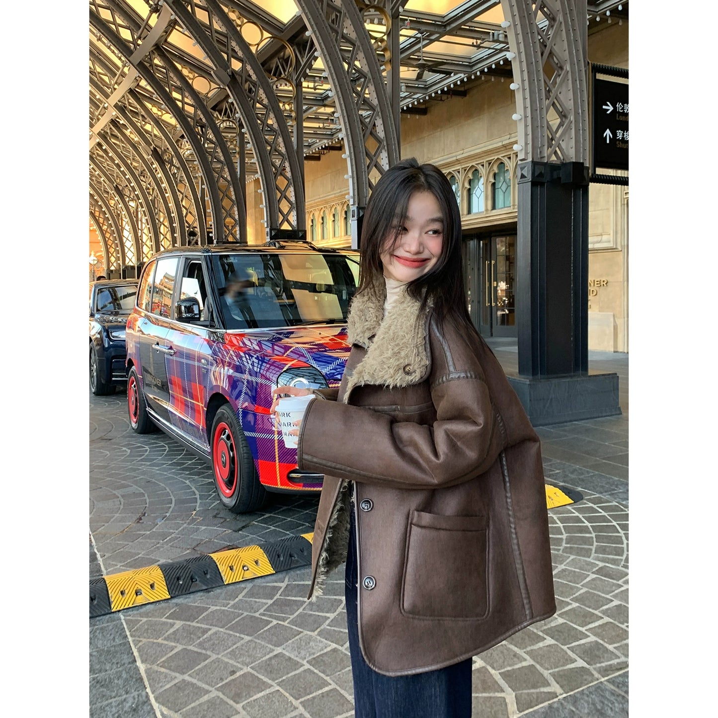 ボア×スエード調 リバーシブルムートンジャケット