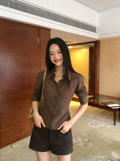 スエードショーツパンツ