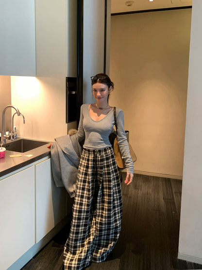 ウールチェック柄パンツ