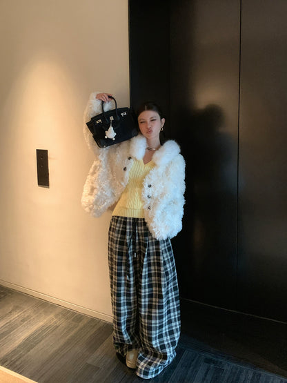 ウールチェック柄パンツ