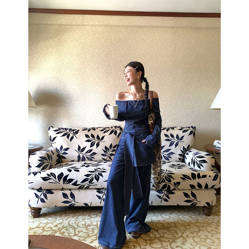 デニムオフショルトップス